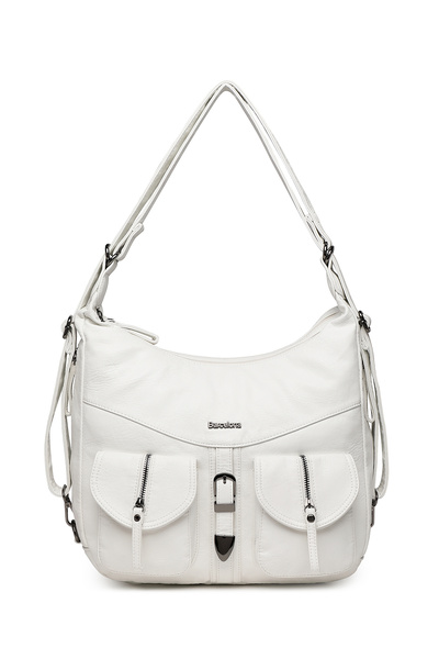 BARCELONA 21K White Large Size Both Backpack and Shoulder Bag Design Women's Bag