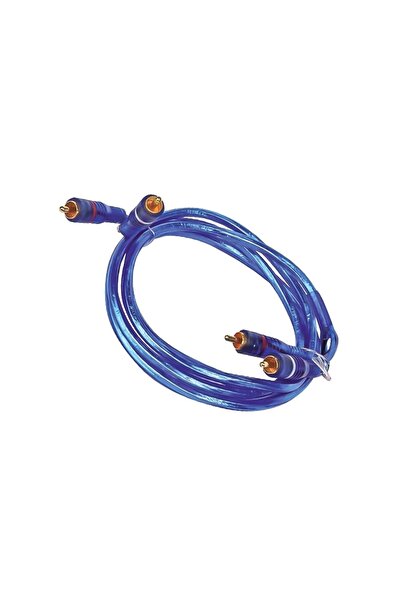 Temiz Pazar 2 RCA Erkek Mavi Şeffaf Oto Amfi Kablosu, 1.7 Metre, Altın Uçlu K...