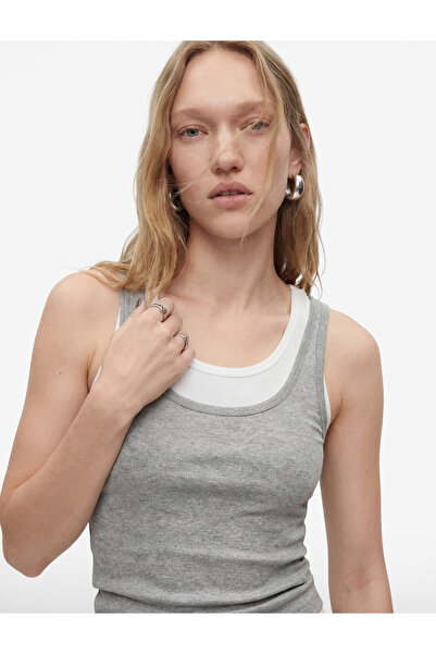 Koton Viscose Blended U-Neck Double Sleeveless Blouse