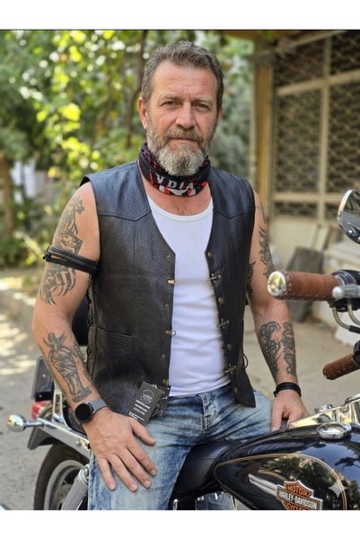 ArdaStilDeri Genuine Leather Biker Style Leather Vest