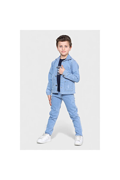 CUBBUX Boy's 3-Piece Denim Set: Jacket, Pants (Jeans), T-Shirt