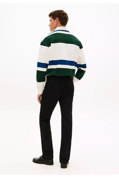 Tommy Hilfiger بنطلون جينز أسود من القطن بقصة مستقيمة للرجال