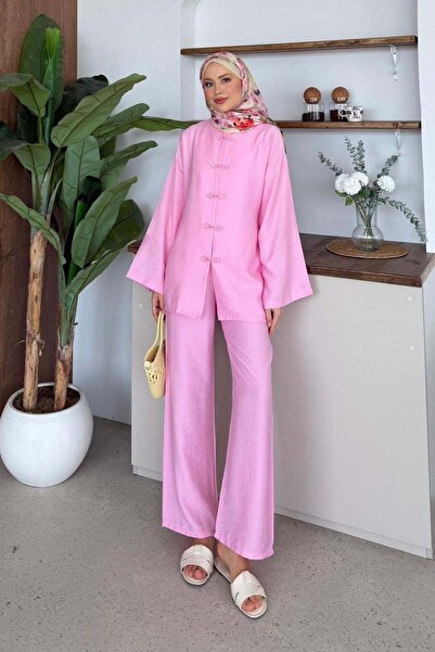 Hazamoda Mandarin Takım Pembe