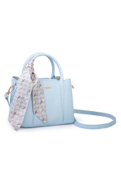 Nas Bag Mini geantă de mână și de umăr elegantă cu eșarfă, albastră
