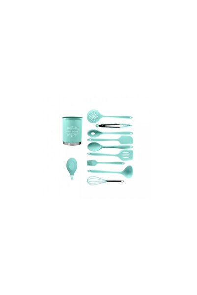 Aca Set de 11 ustensile de bucătărie din silicon premium, antiaderente, verzi