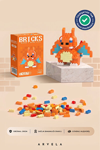 Arvela Charizard Karakteri - Eğitici Oyuncak Yapboz - Orijinal