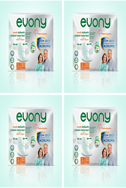 Evony Premium Belbantlı Yetişkin Hasta Bezi Large 120 Adet 4x30 Paket L