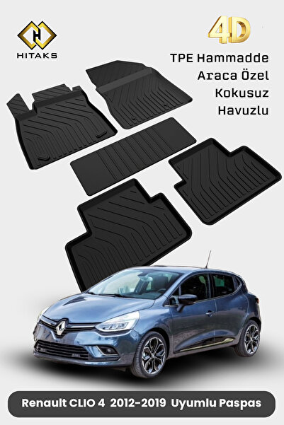 Hitaks Renault Clio 4 Araca Özel 4D Havuzlu Oto Paspas 2012 2013 2014 2015 20...