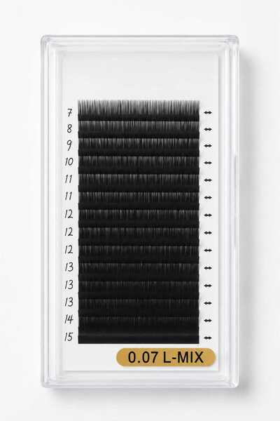 Glamura Lashes Extensii Gene Fir cu Fir Curbura L, Grosime 0.07 mm, Casetă Mi...