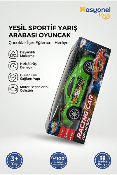 NASYONEL TOYS Yeşil Sportif Yarış Arabası Oyuncak - Çocuklar İçin Eğlenceli H...