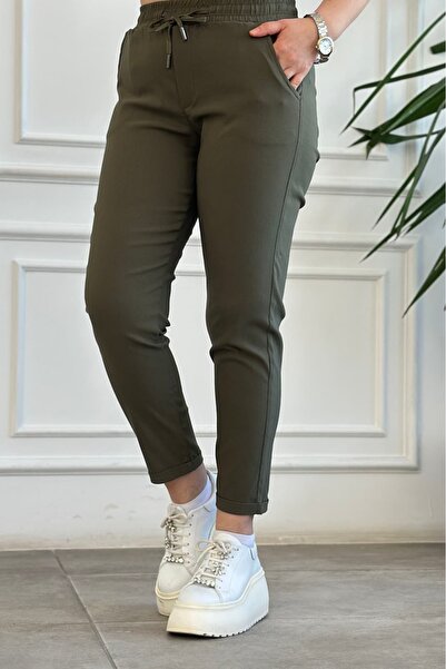 yb yağmur butik Battal Size Double Legged Elastic Waist Trousers