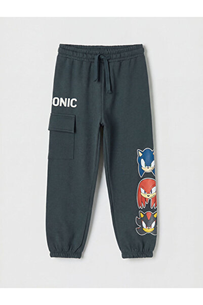 LC Waikiki Anthracite Sonic Printed Boys' Sweatpants