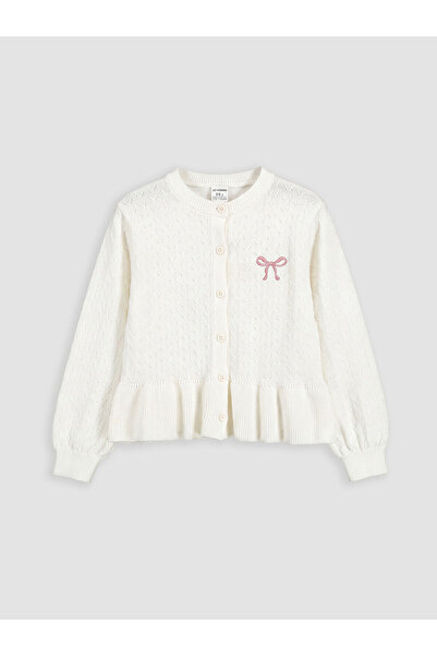 LC Waikiki Nevavm Embroidered Girls' Knitwear Cardigan
