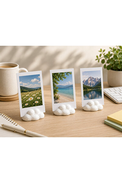 MSVstudio3d Bulut temalı fotoğraf tutucu 3’lüSet | Dekoratif Polaroid Stand &...