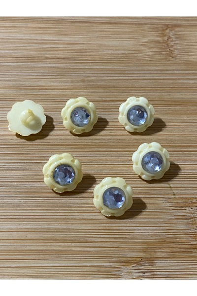 Lorin hobi Plastic Baby Button with Stone Detail on the Bottom, 15 Mm, 10 Pie...