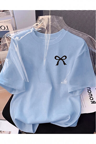 shidumanlar Unisex Erkek/Kadın Mini Kurdele Özel Baskılı Oversize Pamuklu Bis...