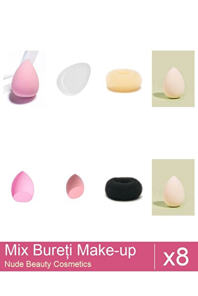 Makeup Set Mix 8 produse Bureti: Burete extra-soft pentru make-up, nude, Bure...