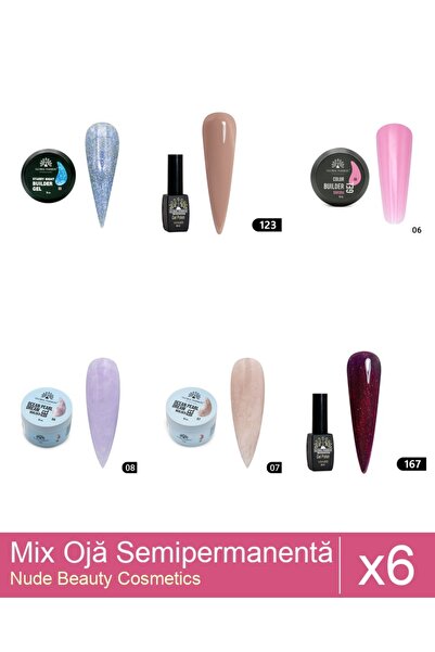 Makeup Set Mix 6 Nail Polish products: Ocean Pearl Dream, Builder Gel, 15 g, ...