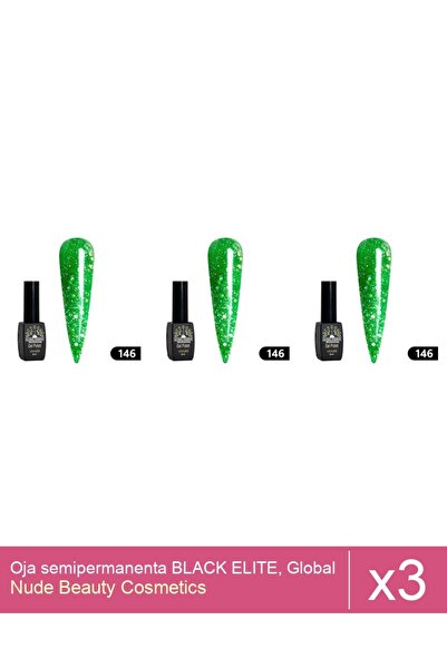 Makeup Set 3x Oja semipermanenta BLACK ELITE, Global Fashion 8 ml,146