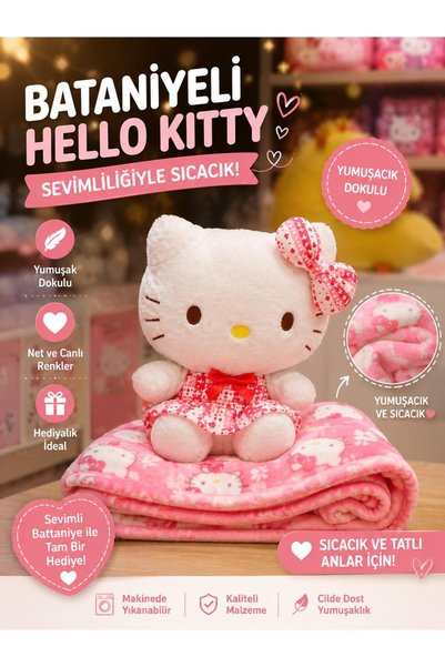 onestophube Battaniyeli Hello Kıtty Peluş Oyuncak 45 Cm