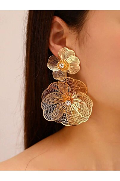 Choice1 Gold-color 1pair Hollow Flower Tassel Earrings, Luxury High-End Fashi...