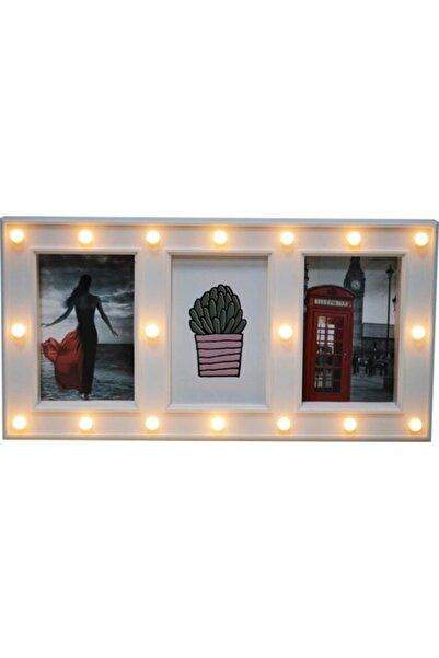 Goliat Ramă foto din sticlă cu iluminare LED, Goliat, albă, 40x20cm