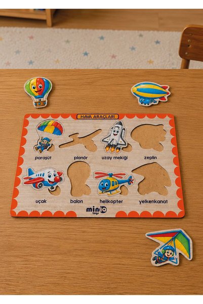 minİQ toys Wooden Turkish Air Vehicles Educational-Learning Puzzle