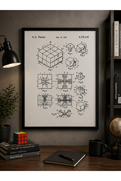 Pegziz Patentni crtež Rubikove kocke, grafikon igre, zidni dekor, slika