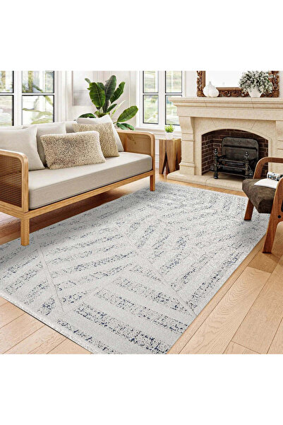 halinet Halı.Net Beige Modern Washable Non-Slip Living Room Carpet Cr-Liza-18507