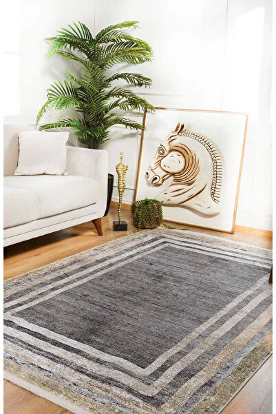 halinet Halı.Net Anthracite Modern Washable Non-Slip Living Room Carpet Haln-...