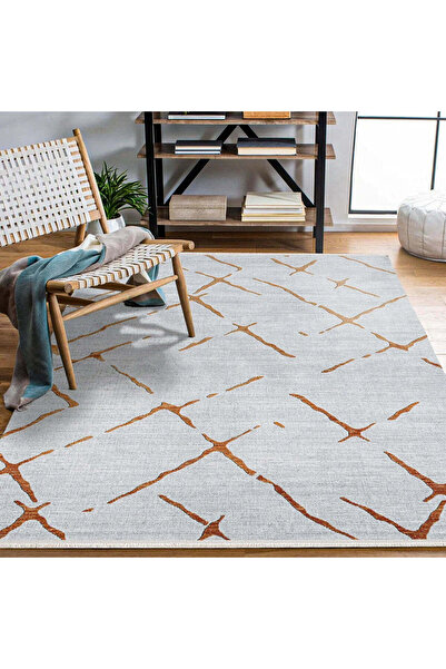 halinet Halı.Net Gray Modern Washable Non-Slip Living Room Carpet Cr-Stone-17...