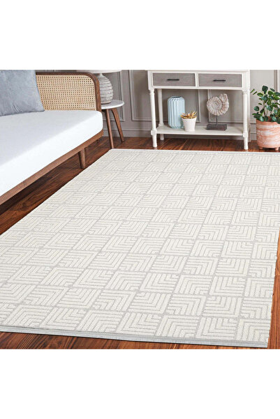 halinet Halı.Net White Modern Washable Non-Slip Living Room Carpet Lxs-Dizayn...