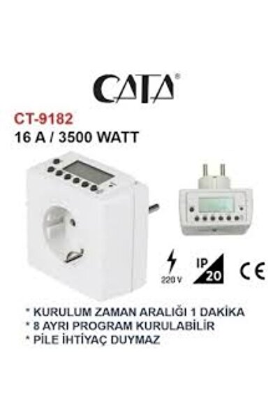 Cata DİJİTAL ZAMAN SAATİ AKILLI PRİZ CT-9182