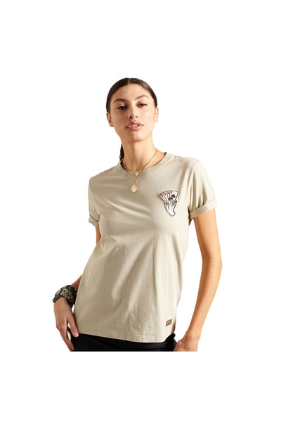 SUPERDRY Tricou de damă cu mânecă scurtă, cu imprimeu militar, M