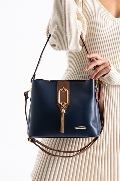 ELOVE 1438 Gold Detailed 3-Compartment Shoulder and Crossbody Bag