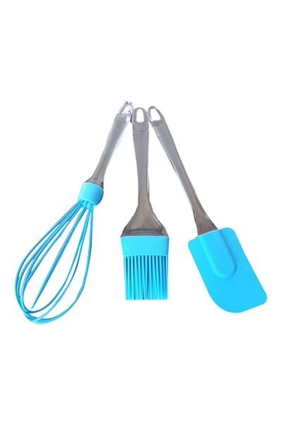 OEM Set de 3 ustensile de bucătărie, albastre, cu mâner transparent