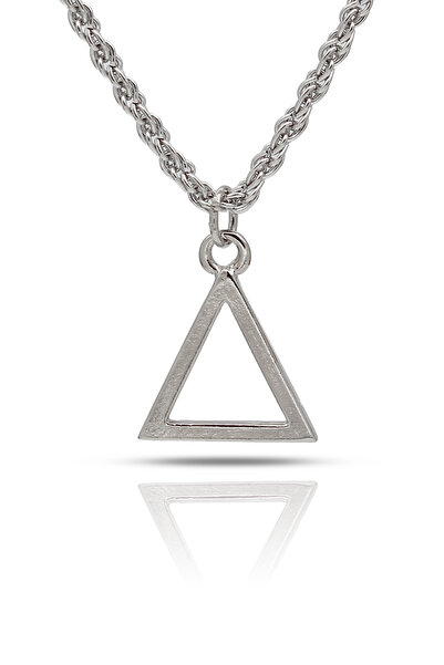 kolbi Geometric Triangle Pendant Modern Minimal Necklace - Silver Color with ...