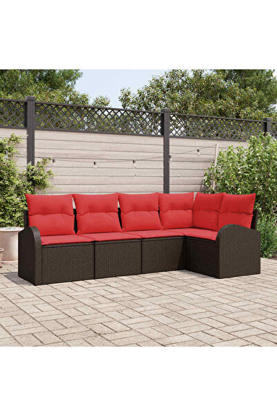 vidaxl Set de canapele pentru gradina 5 pcs Maro poliratan