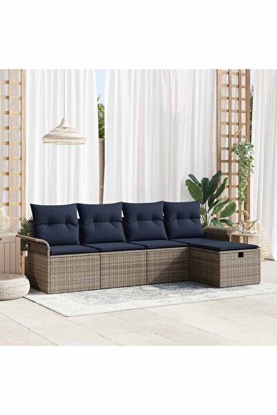 vidaxl Set de canapele pentru gradina cu perna 5 pcs Rattan poli