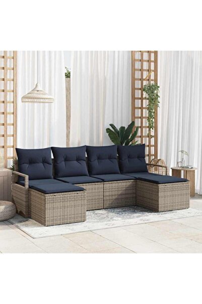 vidaxl Set de canapea 6 pcs Gri poliratan