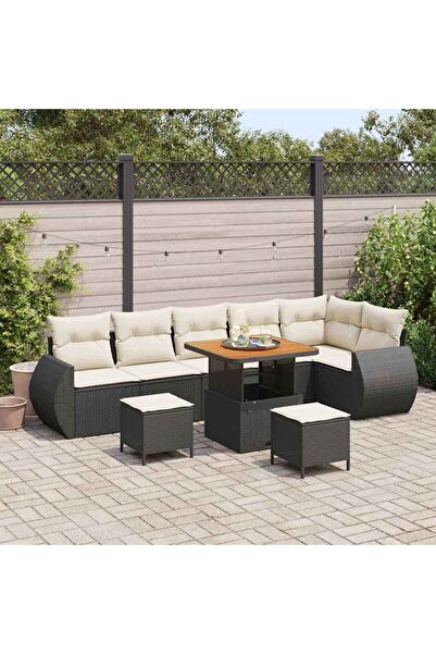 vidaxl Set de canapele pentru gradina 9 pcs Negru poliratan