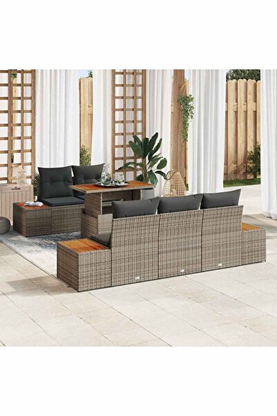 vidaxl Set de canapele pentru gradina 6 pcs Gri Rattan poli