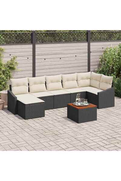 vidaxl Set de canapele pentru gradina 8 pcs Negru È™i Crem poliratan