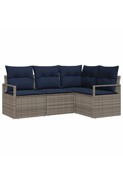vidaxl Set de canapea cu perna 4 pcs Gri poliratan