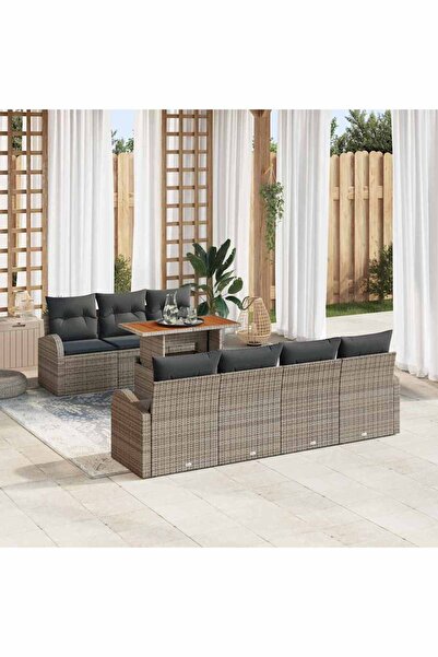vidaxl Set de canapele pentru gradina 8 pcs Gri Rattan poli