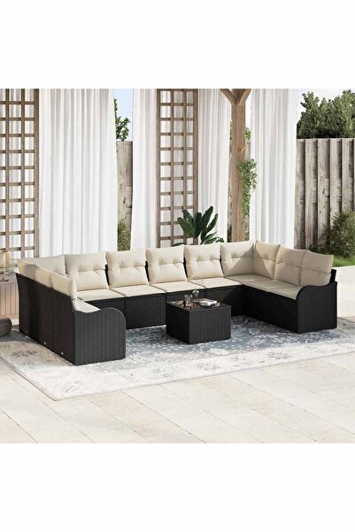 vidaxl Set de canapele pentru gradina Negru 55 x 55 x 37 cm poliratan