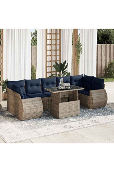 vidaxl Set canapele gradina cu perne 8 piese gri poliratan/lemn acacia