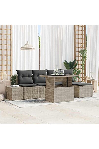 vidaxl Set de canapele pentru gradina 6 pcs Gri deschis Rattan poli