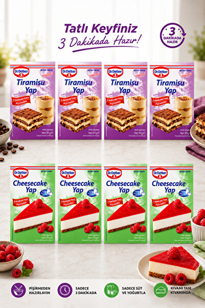Dr. Oetker 4 Adet Cheesecake Yap 222 Gr+ 4 Adet Tiramisu Yap 91 Gr