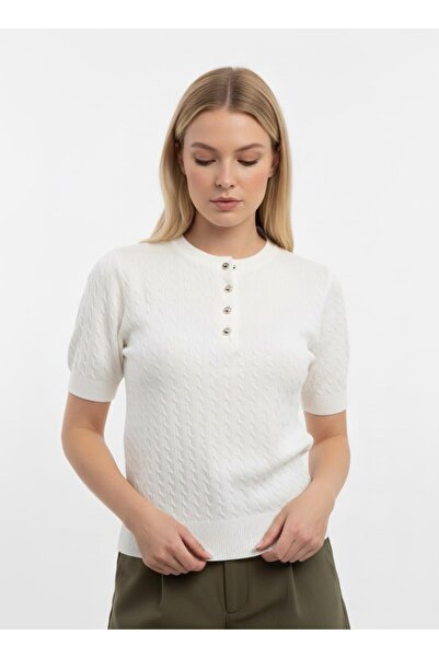 Arbucky Women's Crew Neck Braided Knitwear Blouse